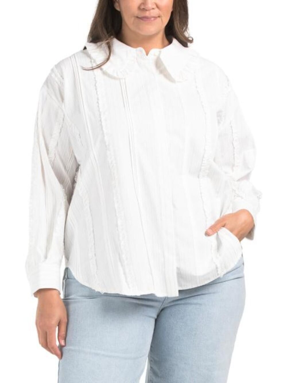 ENDLESS ROSE Plus Pintuck And Ruffle Shirt